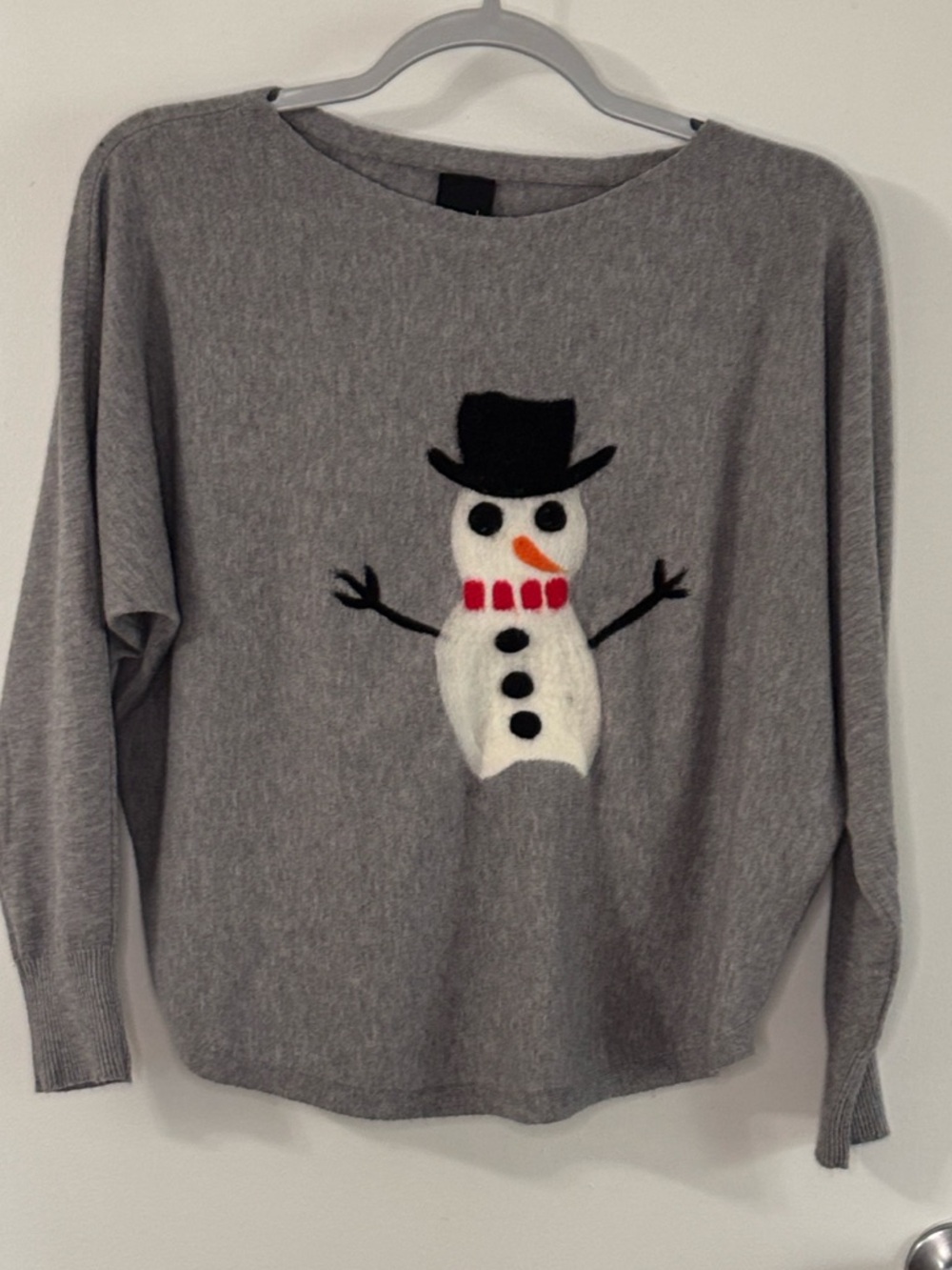 Gray Snowman Crewneck Sweater - Women's Holiday Knit